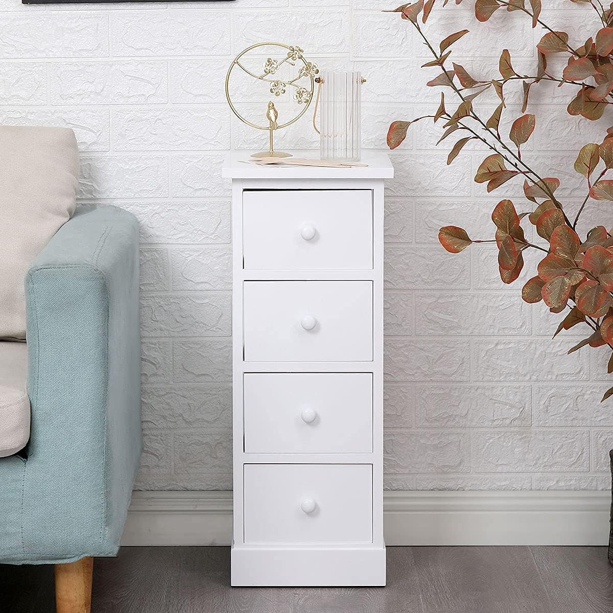 White 4 Drawer Wooden Bathroom Storage Cabinet X126962