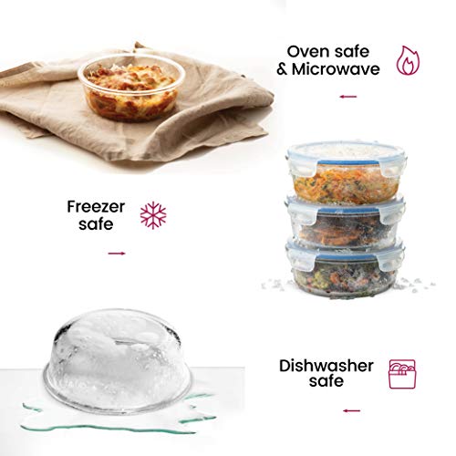 12-Piece 35oz Glass Food Storage Containers Set with Hinged Locking Lids P582757