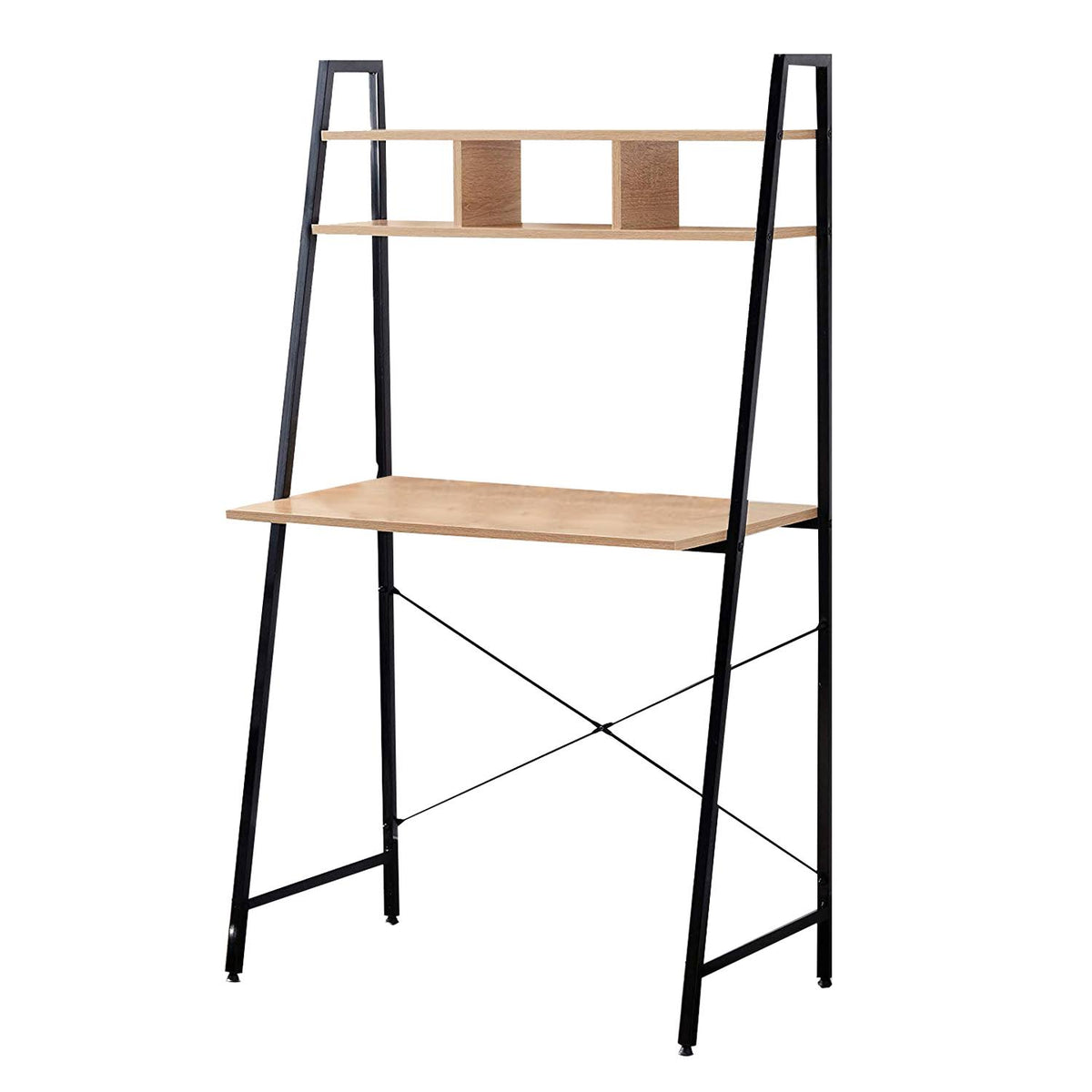 Black Steel Frame Desk with Bookcase V14822