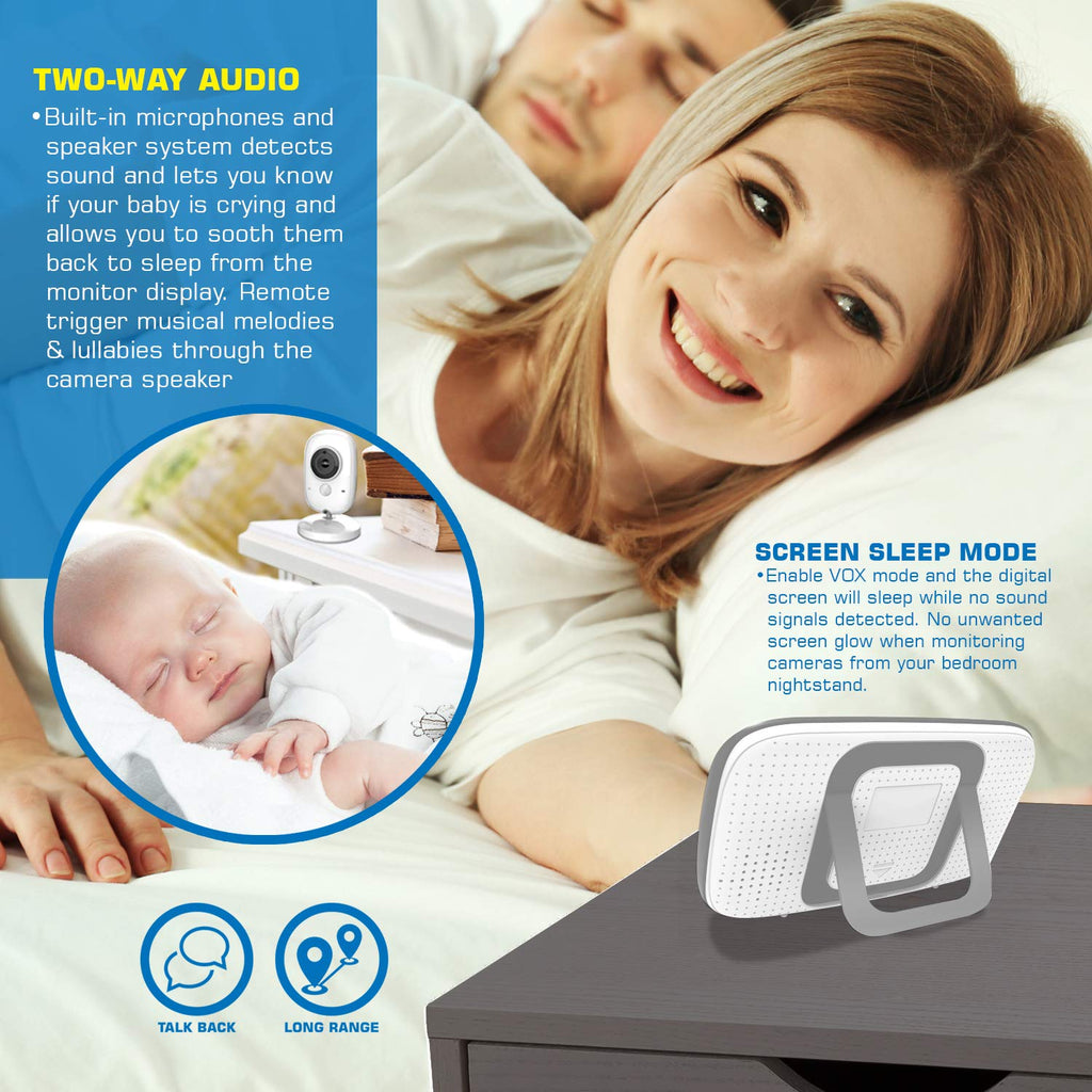 Video Baby Monitor Night Vision Temperature Monitoring Portable 2” Color Screen U10241