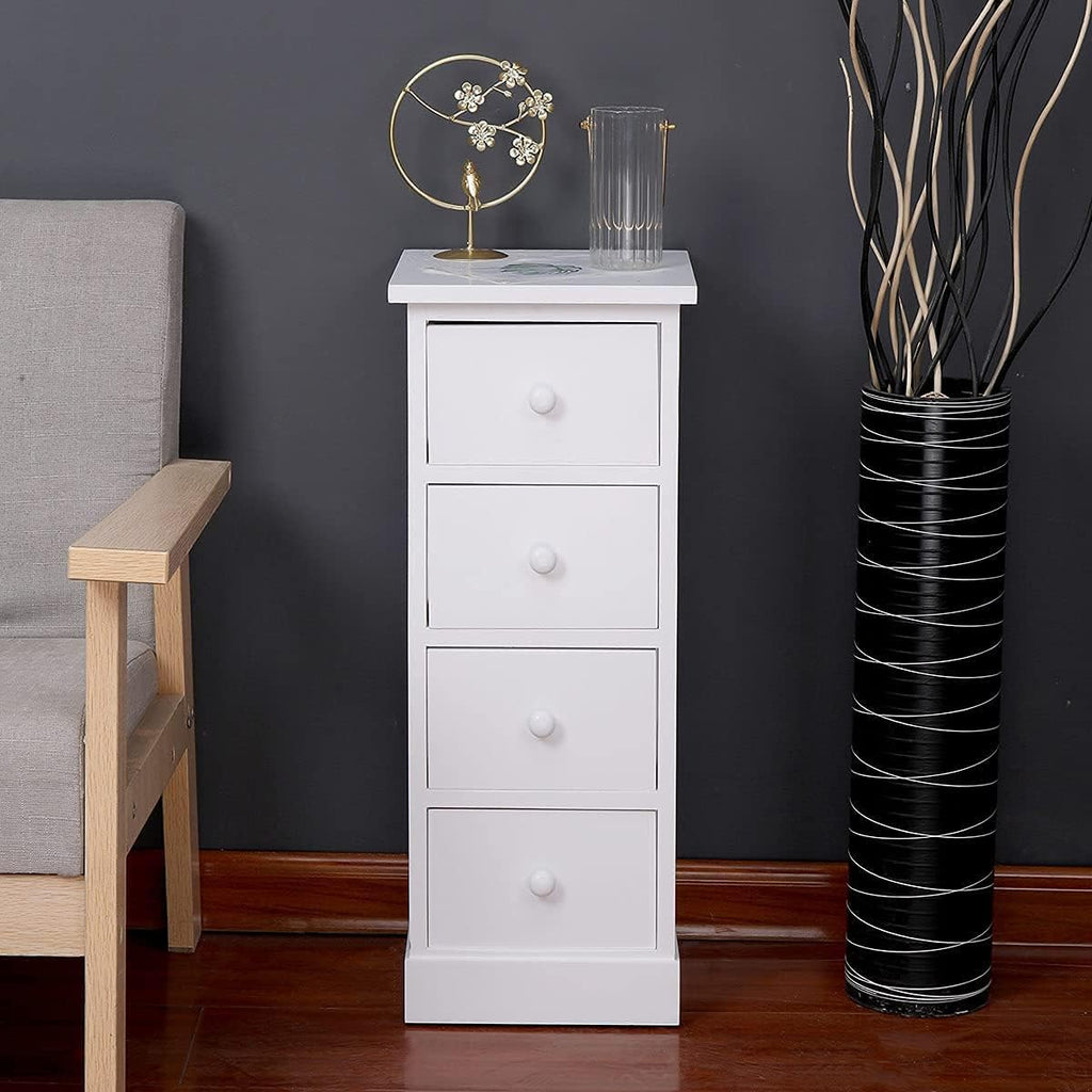 White 4 Drawer Wooden Bathroom Storage Cabinet X126962