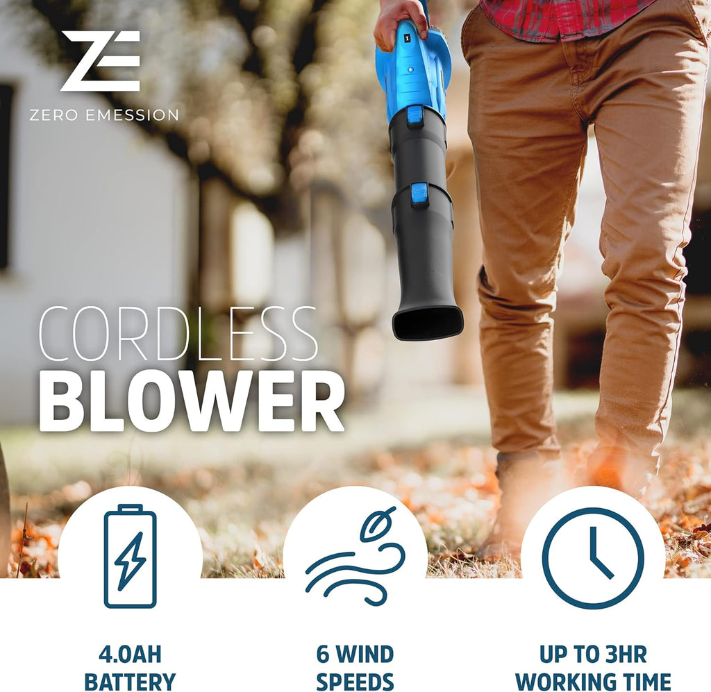 320 CFM 150 MPH Cordless Leaf Blower with 21V 4.0Ah Battery & Charger E503697