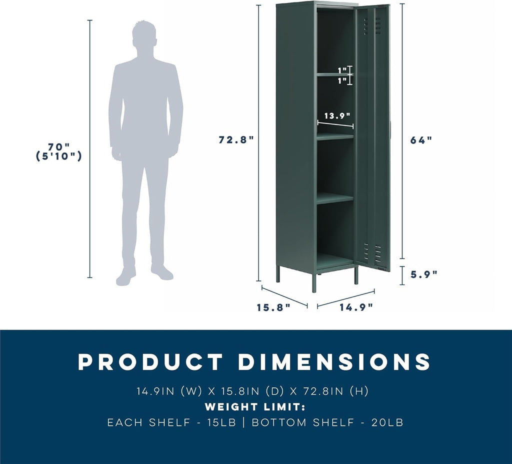 Hunter Green Metal Storage Cabinet U3147
