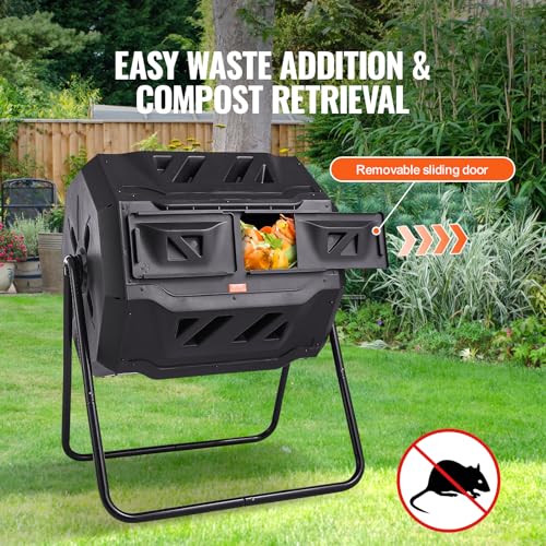 43-Gal Dual Chamber Composting Tumbler with Steel Frame Q659457