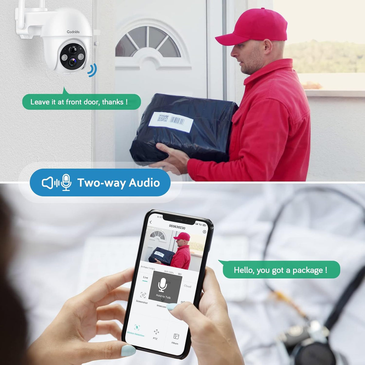 Wireless Outdoor Security Camera with Night Vision and 2-Way Audio L676