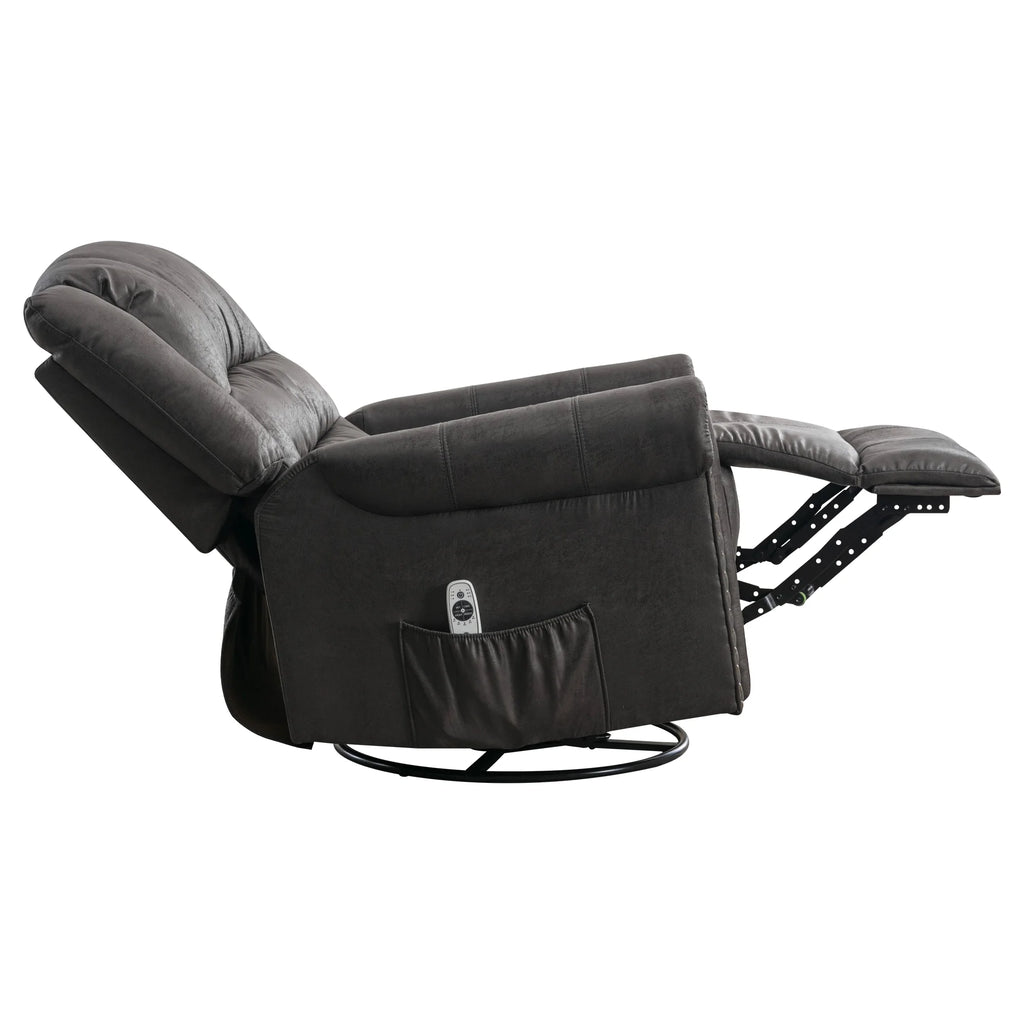 Gray PU Leather Swivel Recliner Chair with Massage and Heat O449