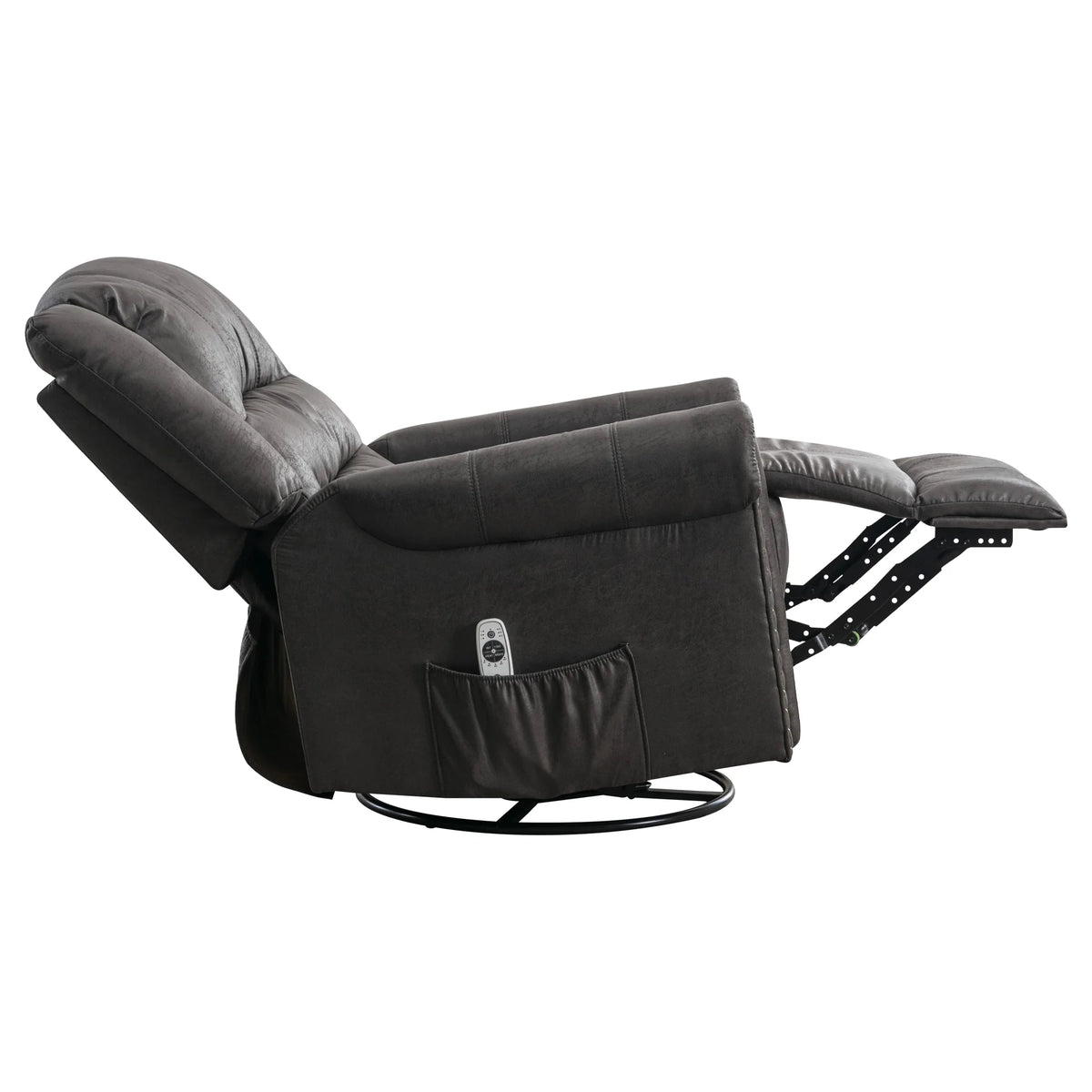 Gray PU Leather Swivel Recliner Chair with Massage and Heat O449