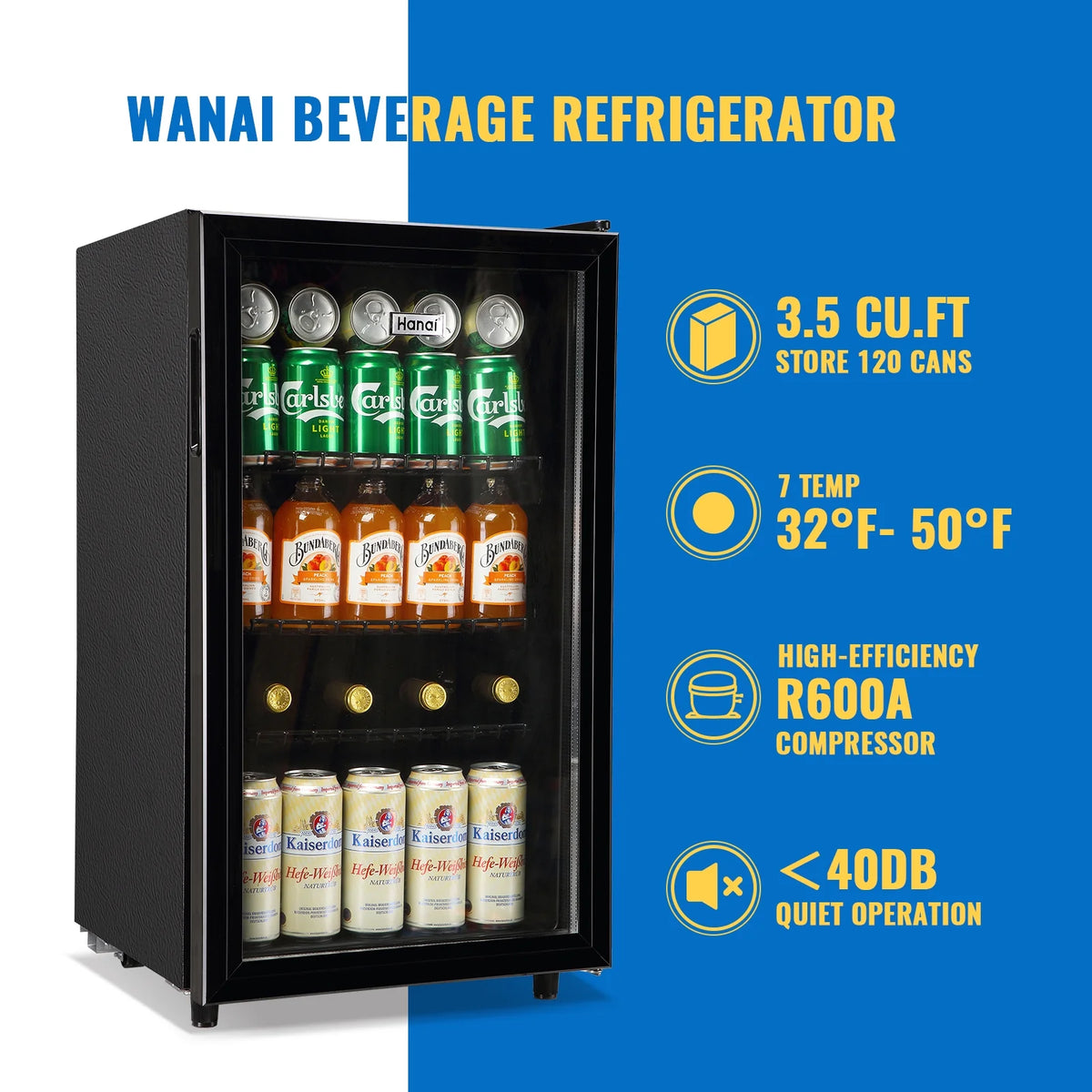 Glass Door 125 Can Beverage Refrigerator Q712