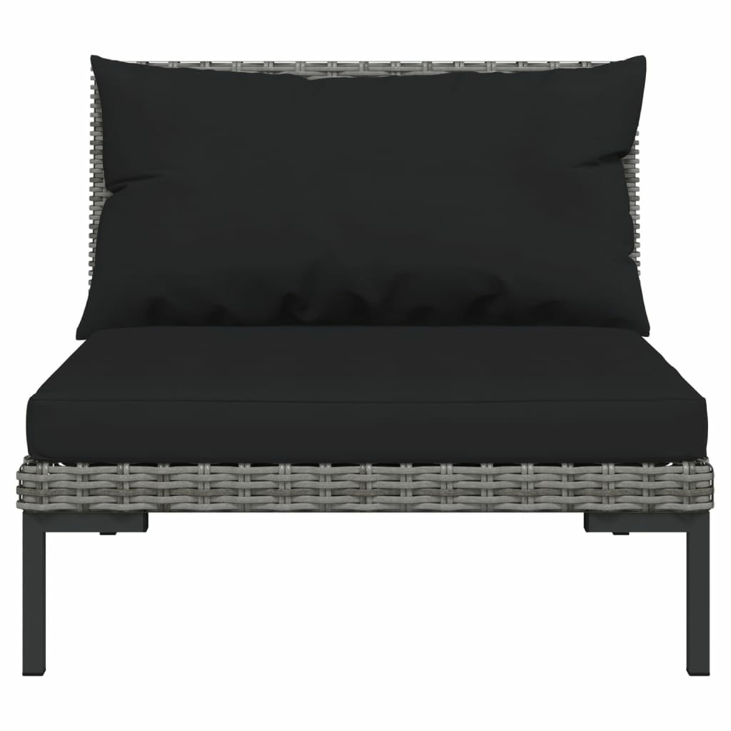 10 Piece Patio Set with Cushions Poly Rattan Dark Gray G823724