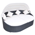 Outdoor Bed with Canopy Poly Rattan Black X26931