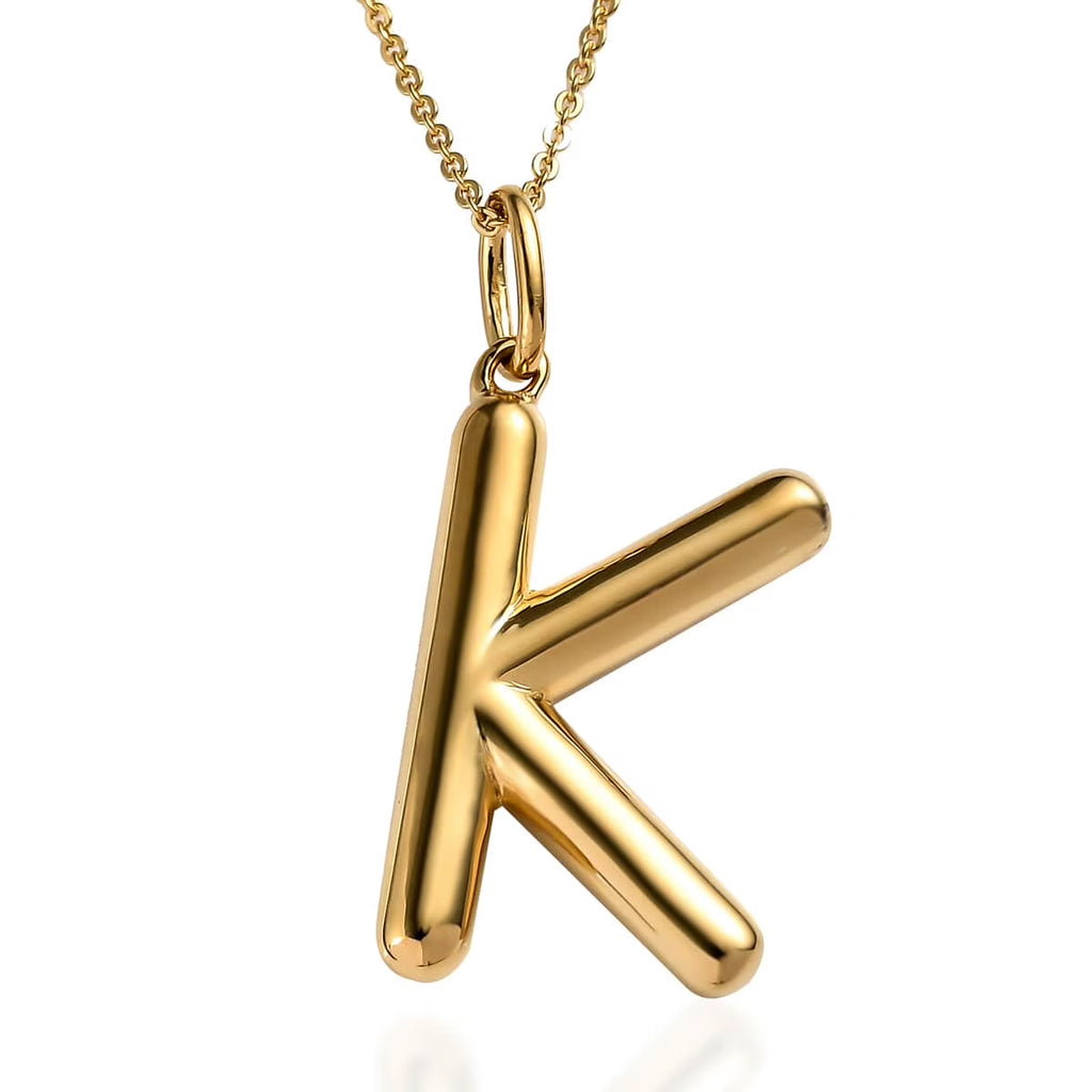 925 Sterling Silver Vermeil Yellow Gold Plated Initial K Pendant Necklace 20" 7.25 Grams Z95787