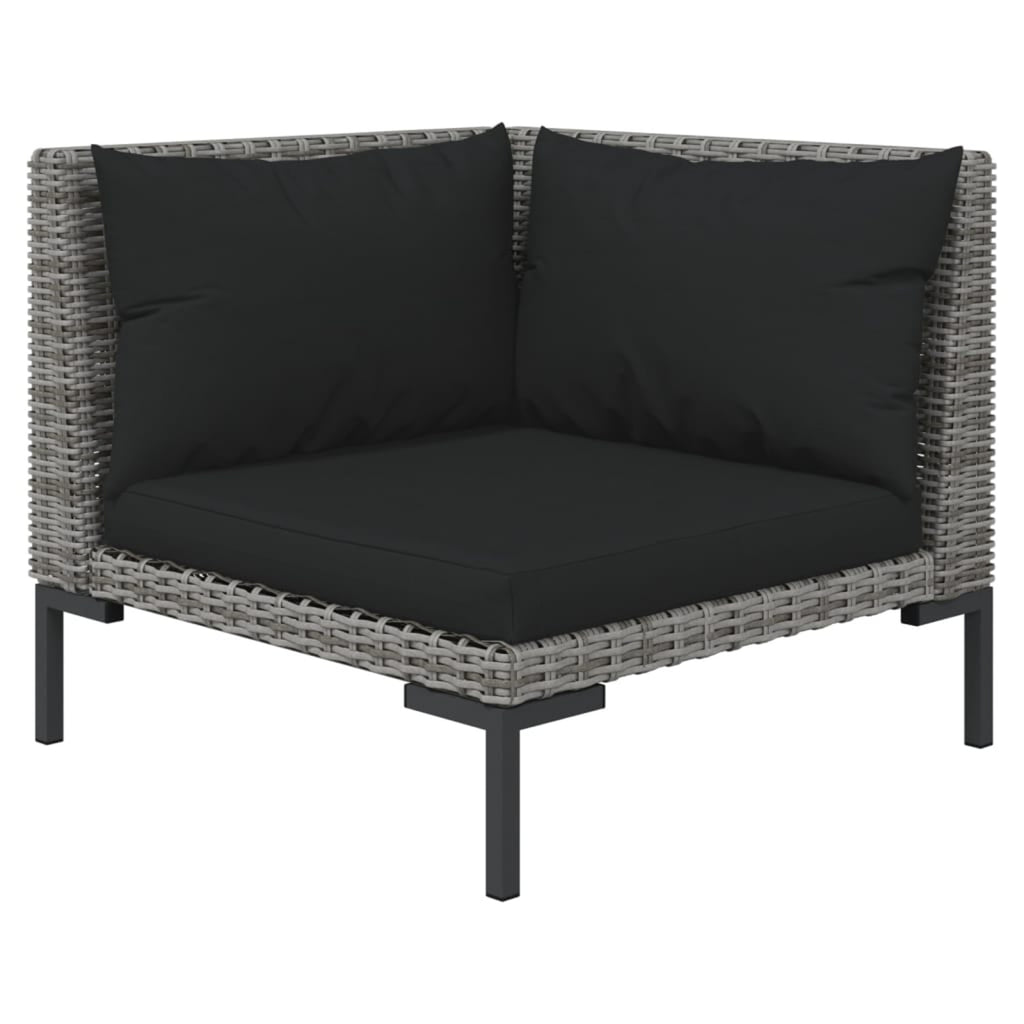 10 Piece Patio Set with Cushions Poly Rattan Dark Gray G823724