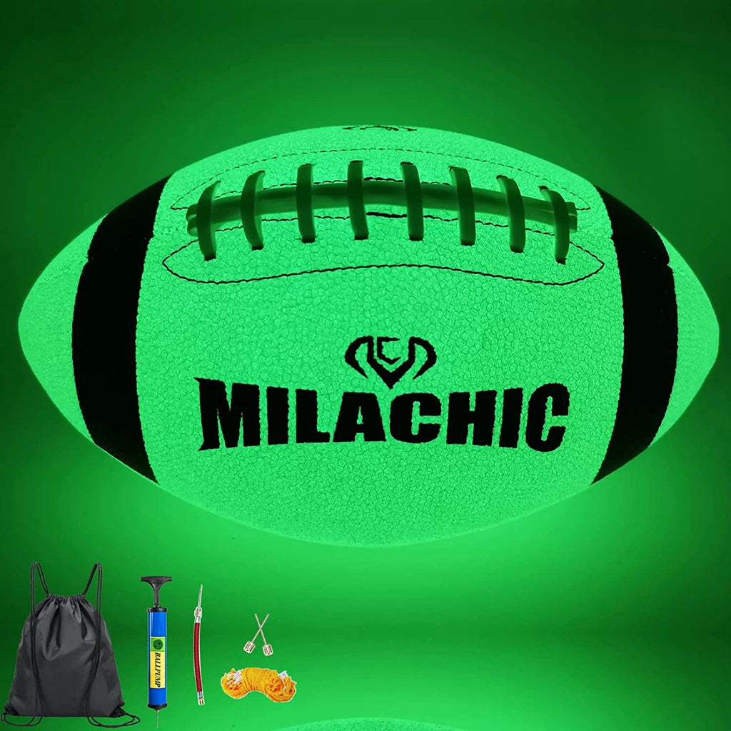 Glow in the Dark Size 9 Composite Leather Football with Pump and Carry Bag Y3776