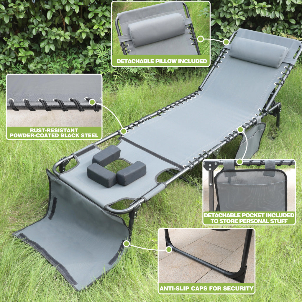 5-Position Adjustable Tanning Chair with Face & Arm Hole U85560
