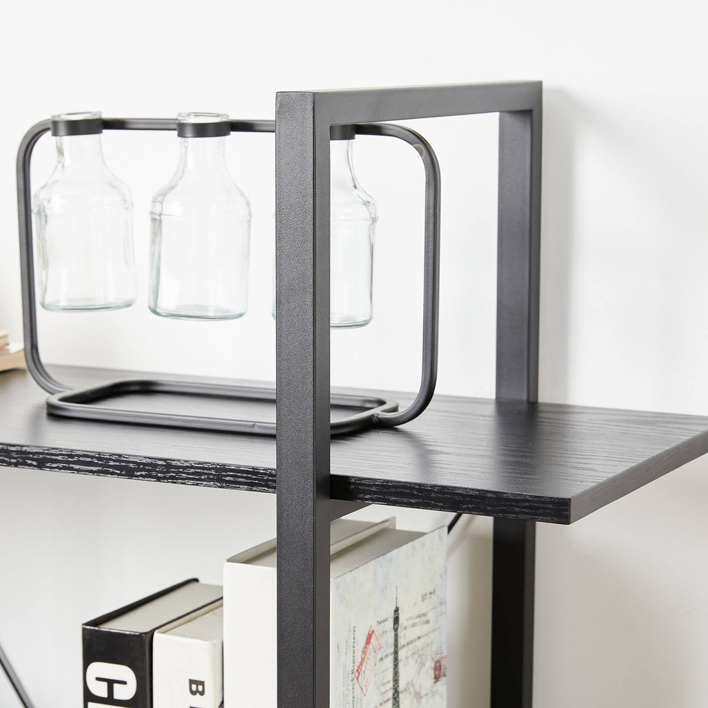 Black Wood/Metal 5-Tier Bookcases & Shelves Z171026