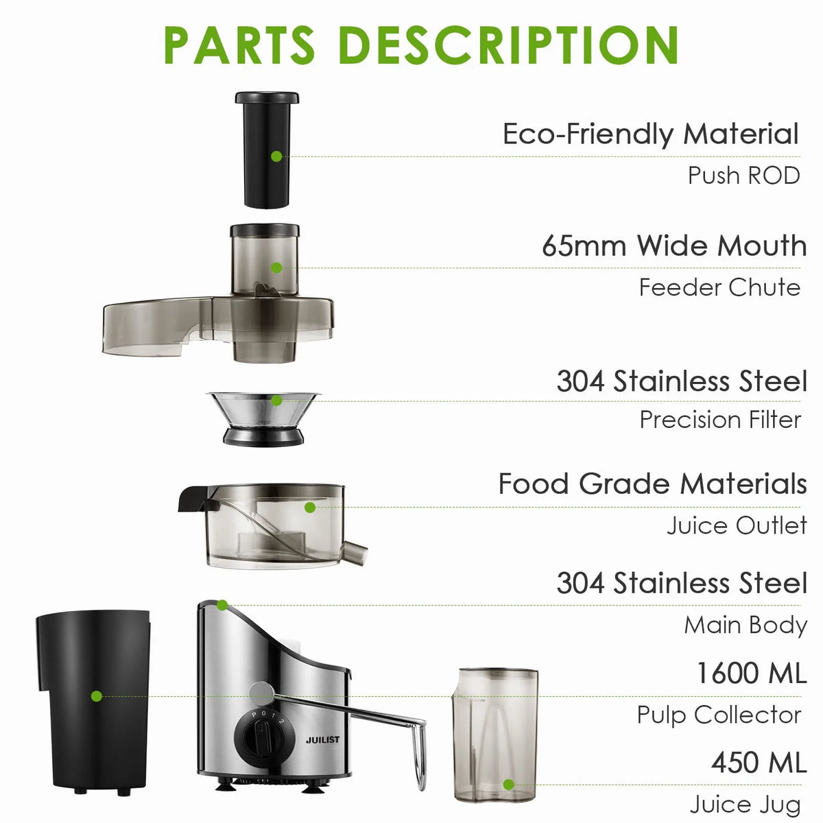 Juicer Extractor 3 Speeds Stainless Steel BPA Free W659933