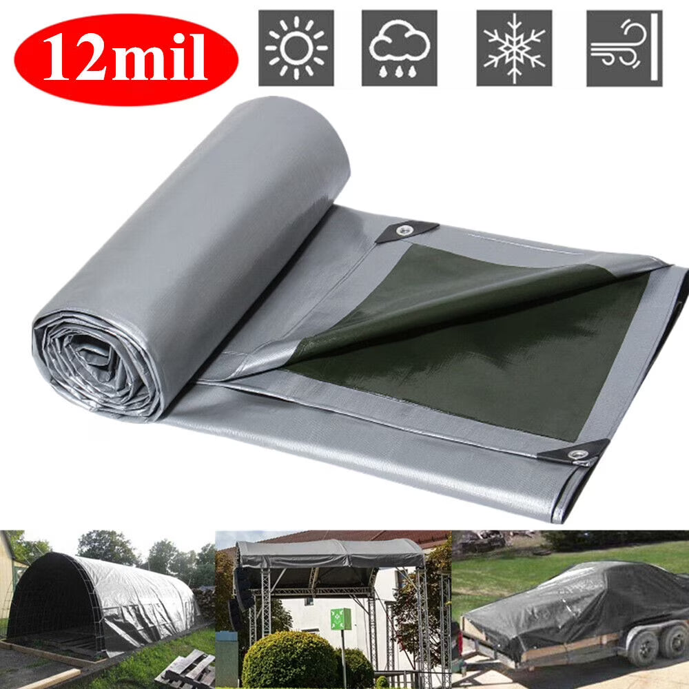 Gray Waterproof Heavy Duty Tarpaulin 13x19.6ft C7345