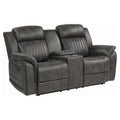 Gray Microfiber Double Reclining Loveseat with Center Console K348