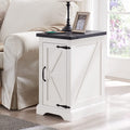 White Farmhouse Wood Nightstand with Charging Station P169275