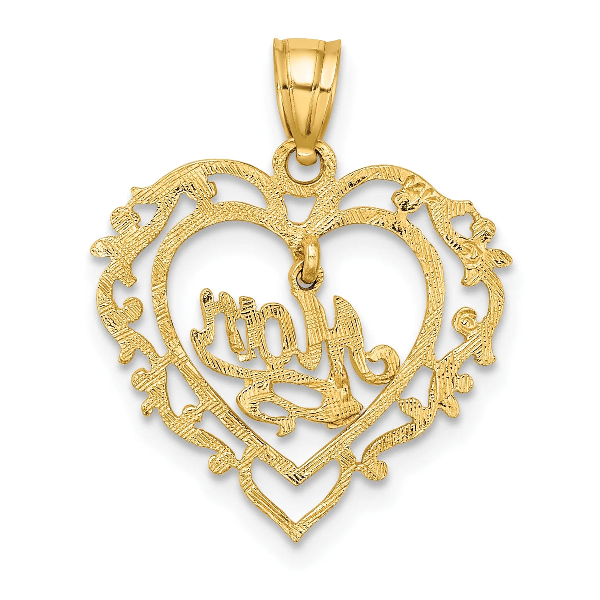14K Yellow Gold Polished Heart Pendant Charm with 10K Yellow Gold Rope Chain Necklace 18'' O1037