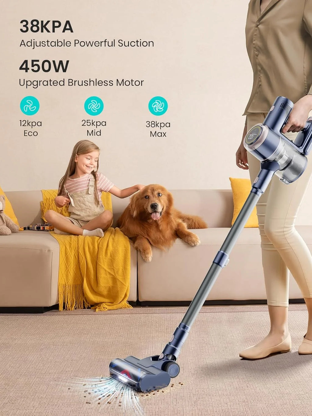 Cordless Stick Vacuum 60mins 450W 38KPa Lightweight L747
