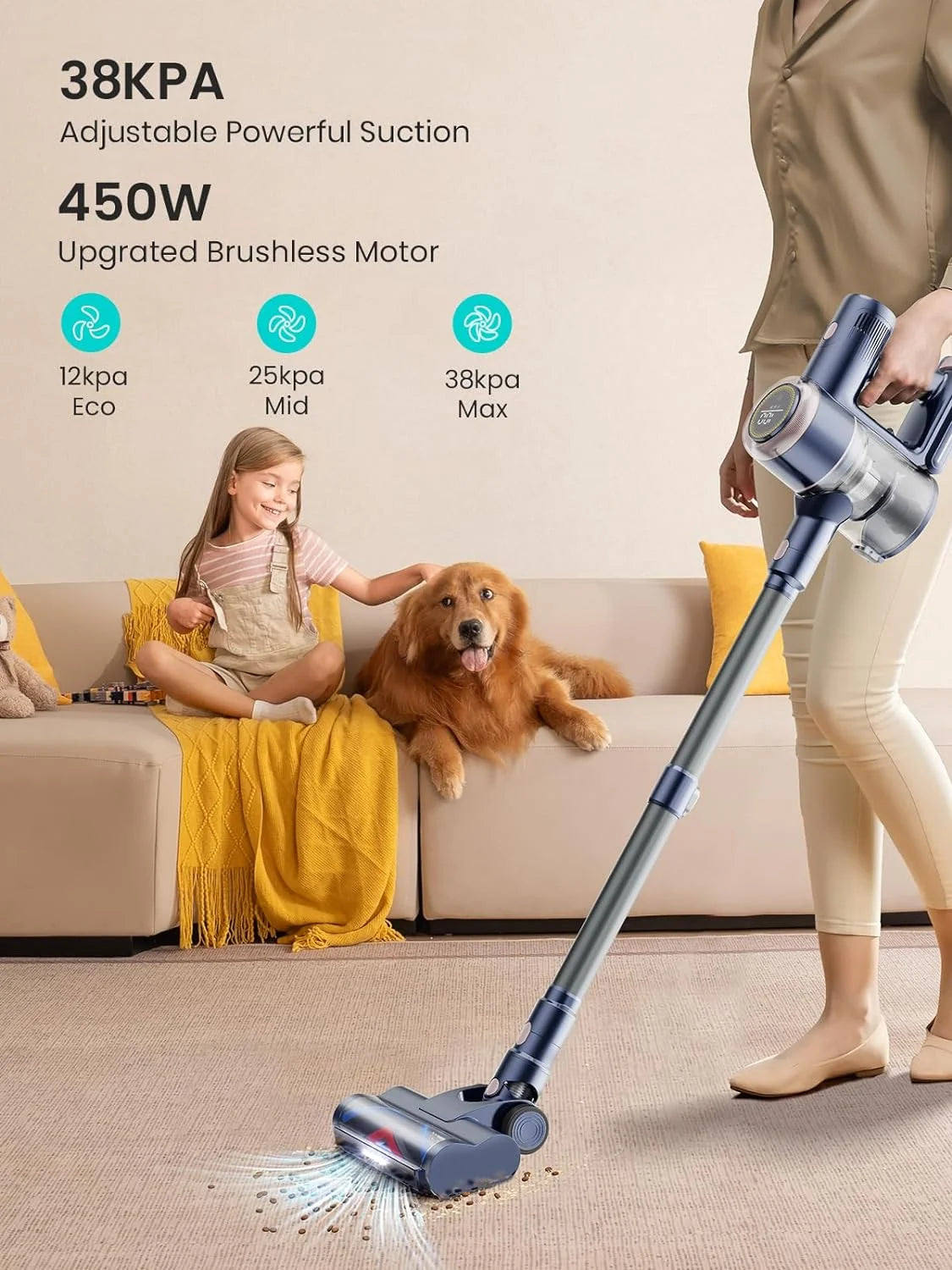 Cordless Stick Vacuum 60mins 450W 38KPa Lightweight L747