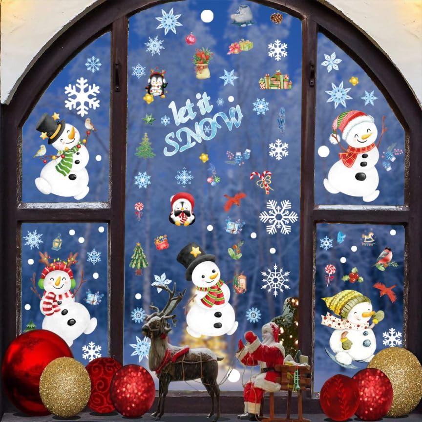 Glitter Blue Snowflake Window Clings H289
