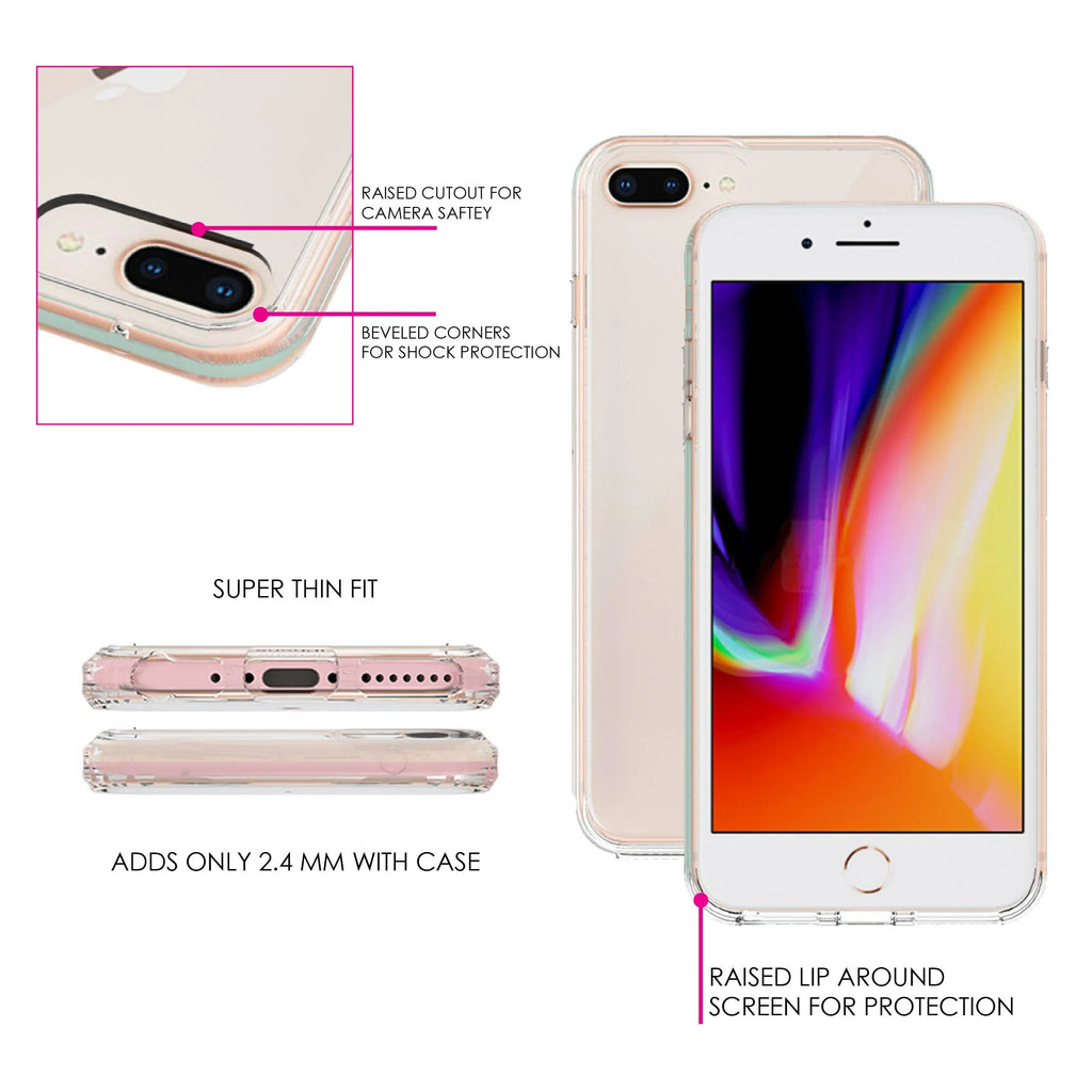 Clear Shockproof Hybrid Case for iPhone 7 PLUS / 8 PLUS with Tempered Glass Screen Protector K7722