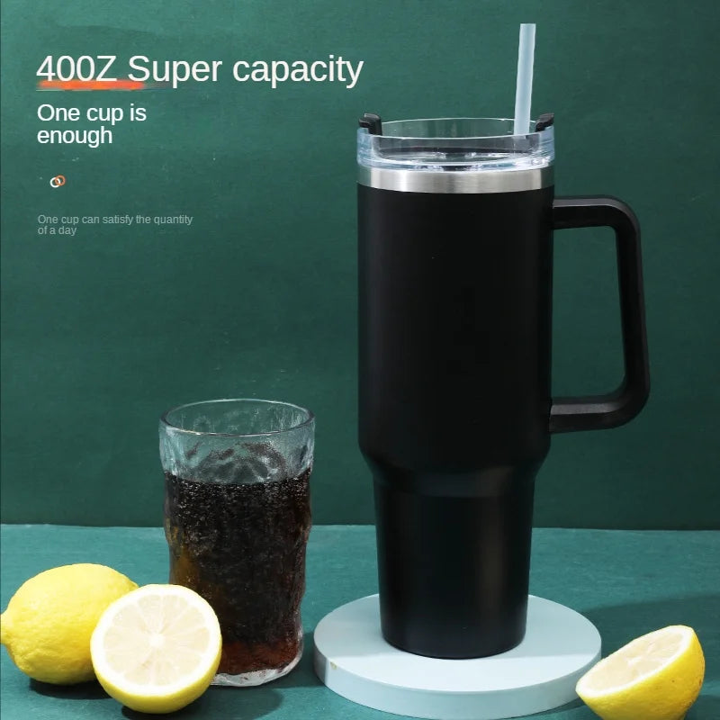 40 oz Insulated Reusable Stainless Steel Tumbler with Handle and Straw Lid N65637