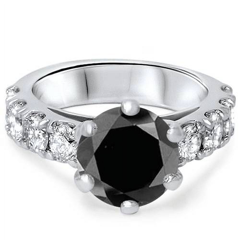 4 1/2 Carat Black & White Diamond Engagement Ring 14K White Gold L1999