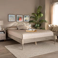 Antique White Oak Wood Full Size Platform Bed Frame V18620