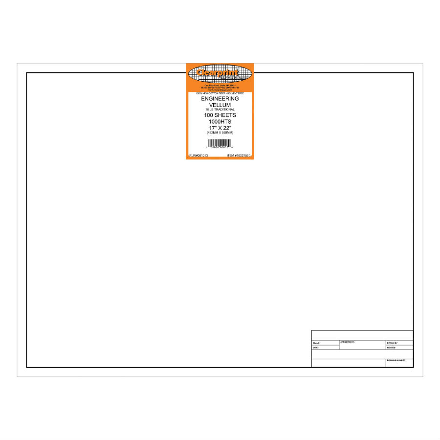 17 x 22 Unprinted Vellum 100-Sheet-Pack B5207