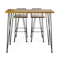 Teaked Acacia Wood Bar Set with Metal Iron Frame H38183