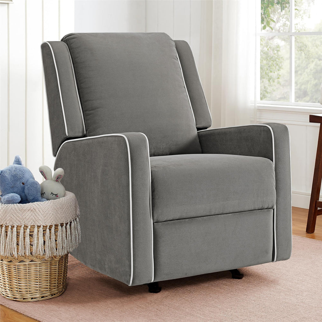 Beige Linen Nursery Rocker Recliner J159976