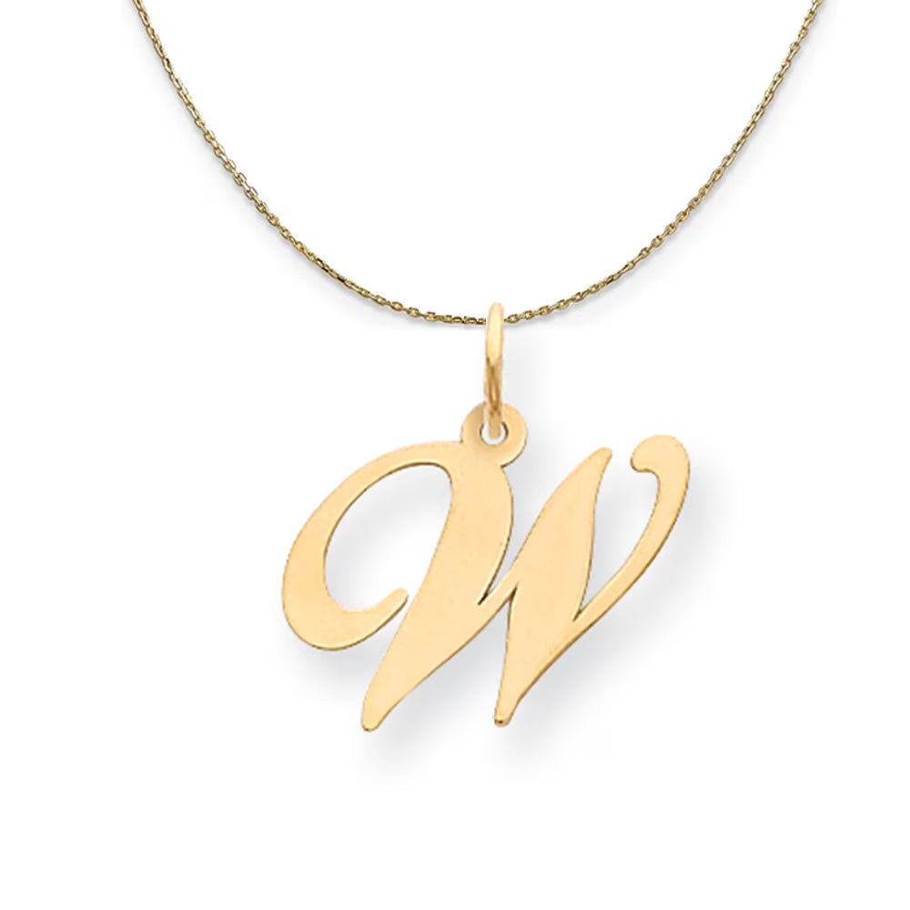 14k Yellow Gold Initial W Necklace - 22 Inch I4150