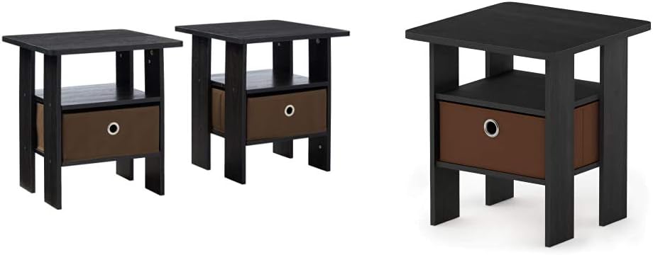Set of 2 Table with Bin Drawer & 1 Table with Bin Drawer Americano/Medium Brown T589237