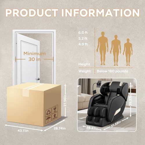 Black Zero Gravity Full Body Massage Chair with Heating C6769