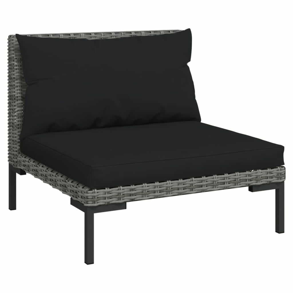 10 Piece Patio Set with Cushions Poly Rattan Dark Gray G823724