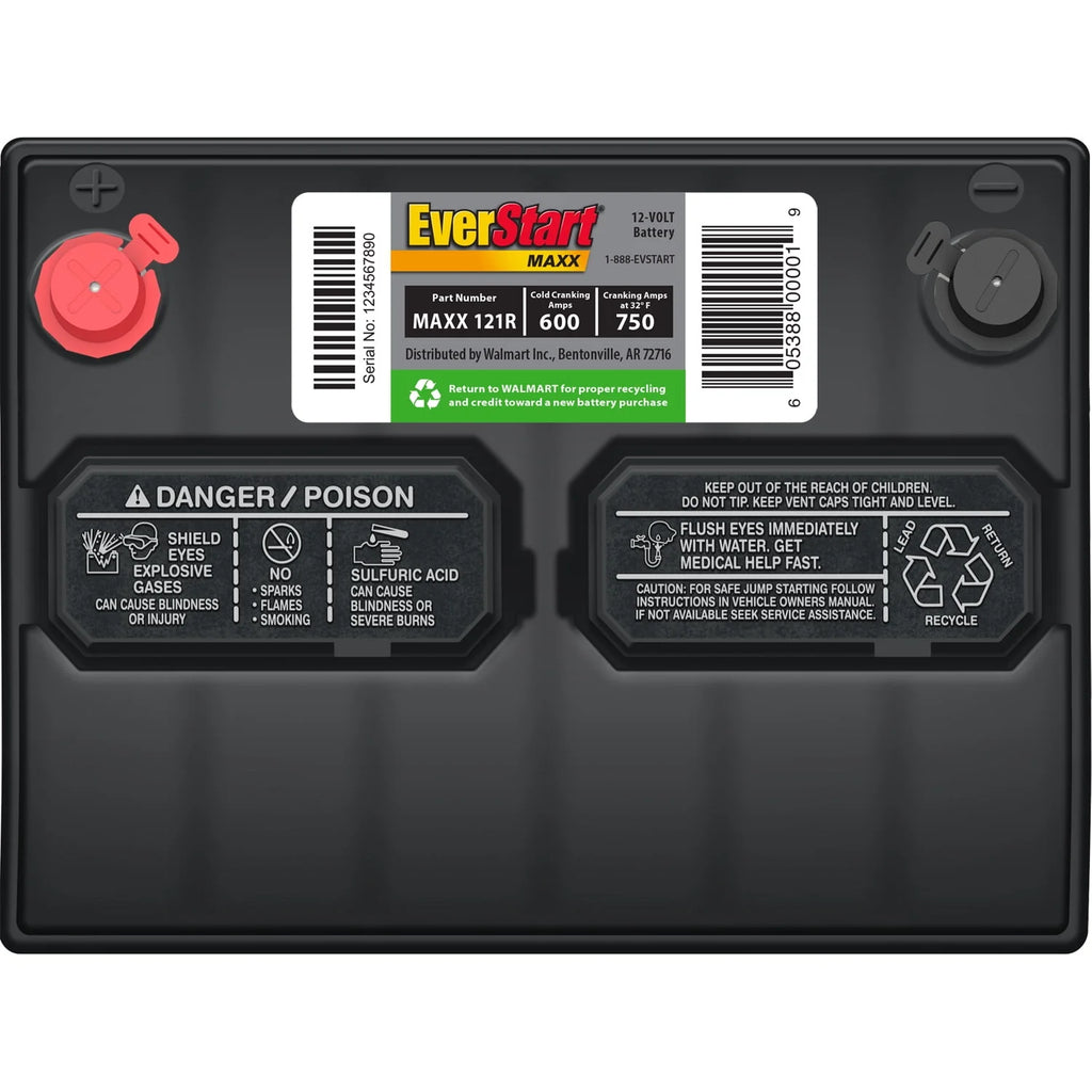 Lead Acid Automotive Battery, Group Size 121R 12 Volt, 600 CCA A635029