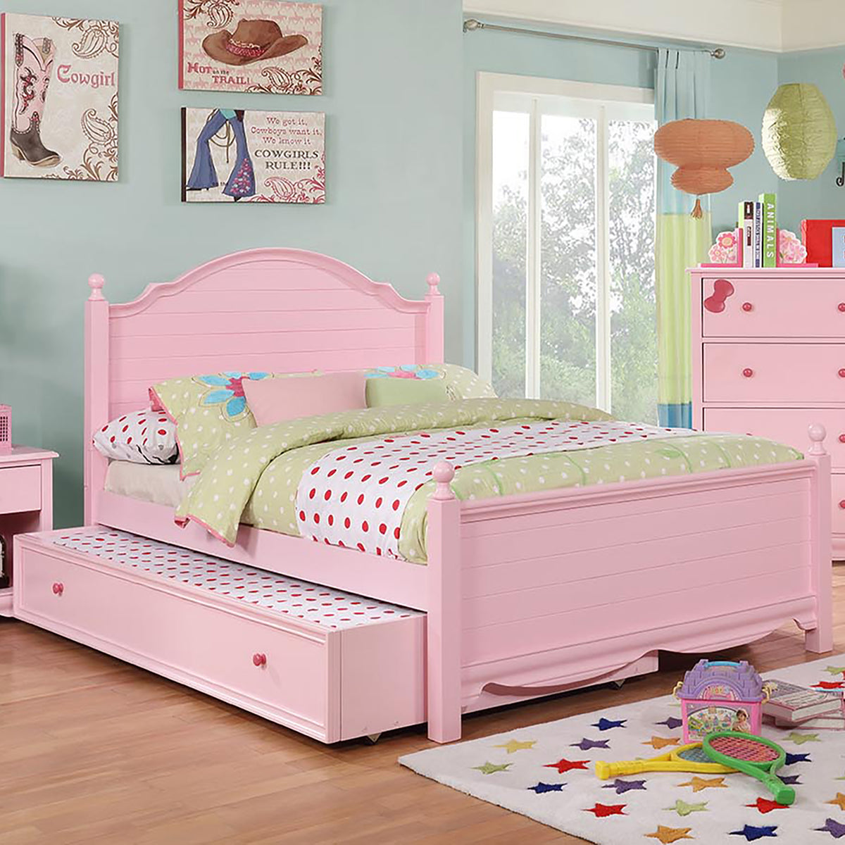 Pink Wood Trundle Q8245