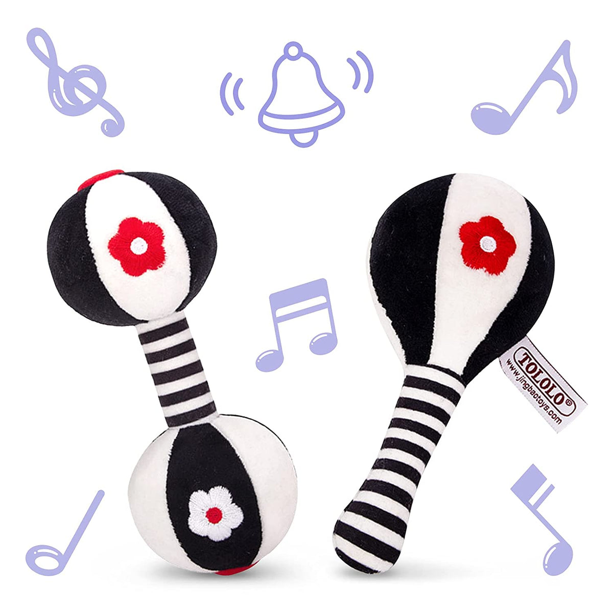2PCS Soft Rattles for Baby, Baby Toys 0-6 Months, Car Seat Toys for Infants U982