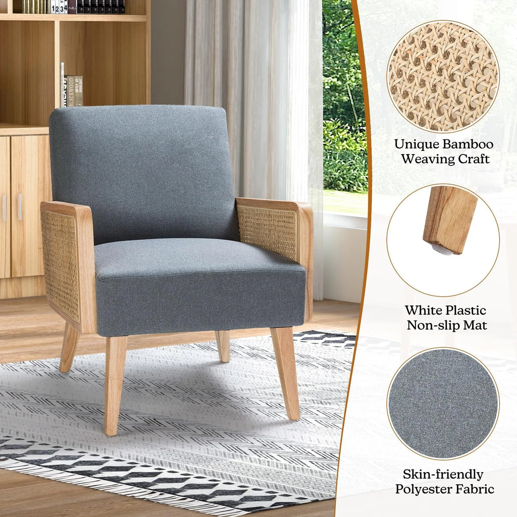 Blue Fabric Upholstered Wooden Accent Chair H57016