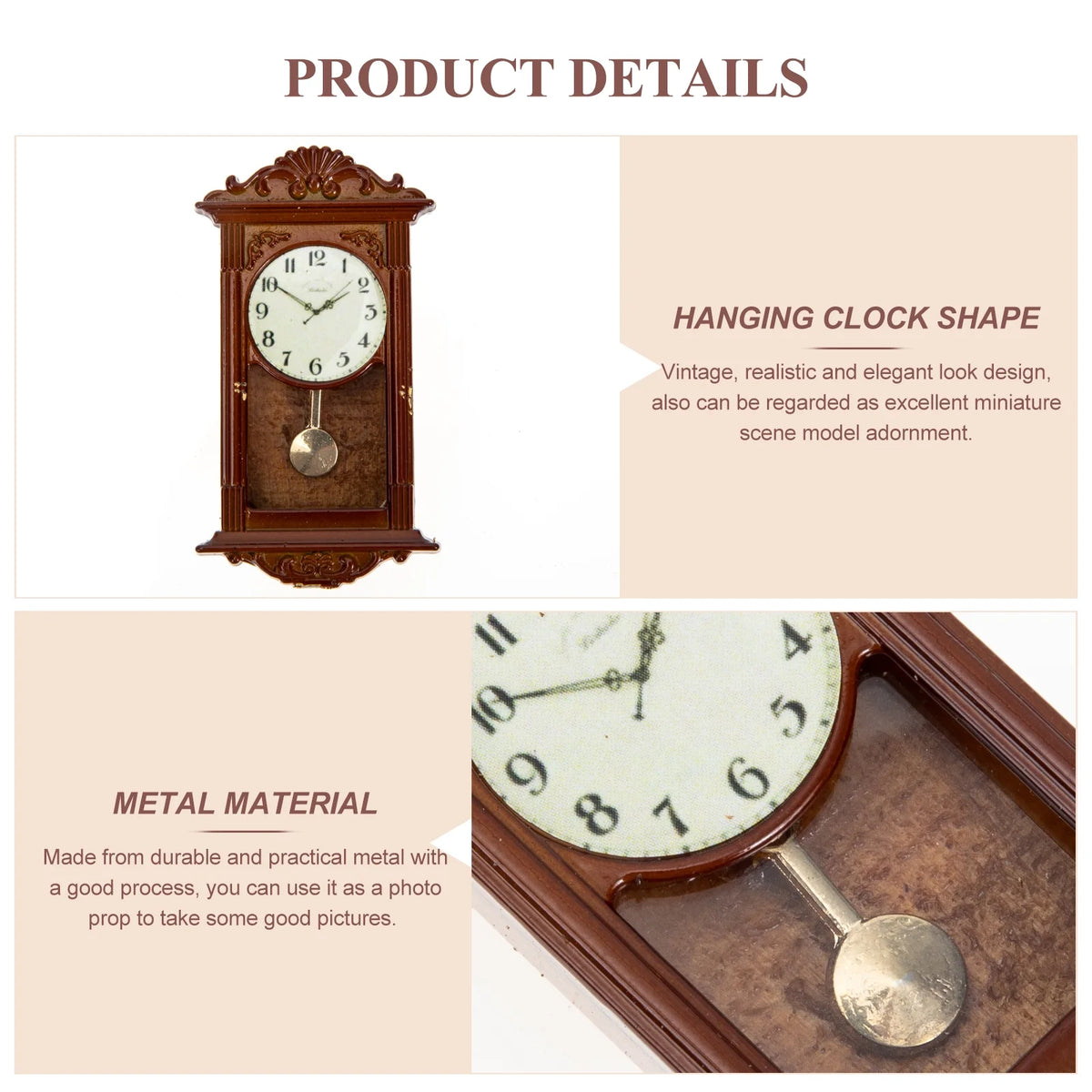 Miniature Metal Dollhouse Furniture Clock K3184