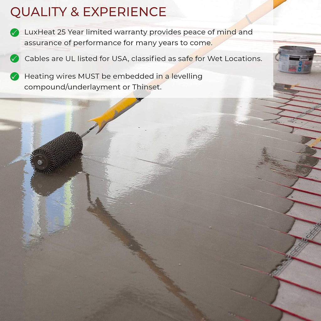 25 Sqft Electric Radiant Floor Heating Cable Set with Thermostat W955470