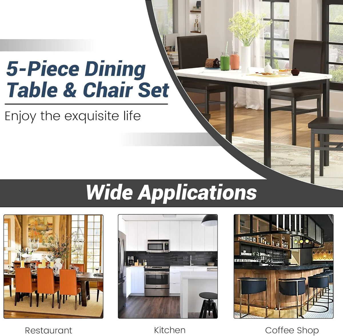 Dining Table Set for 4 with 4 PU Leather Chairs C16955