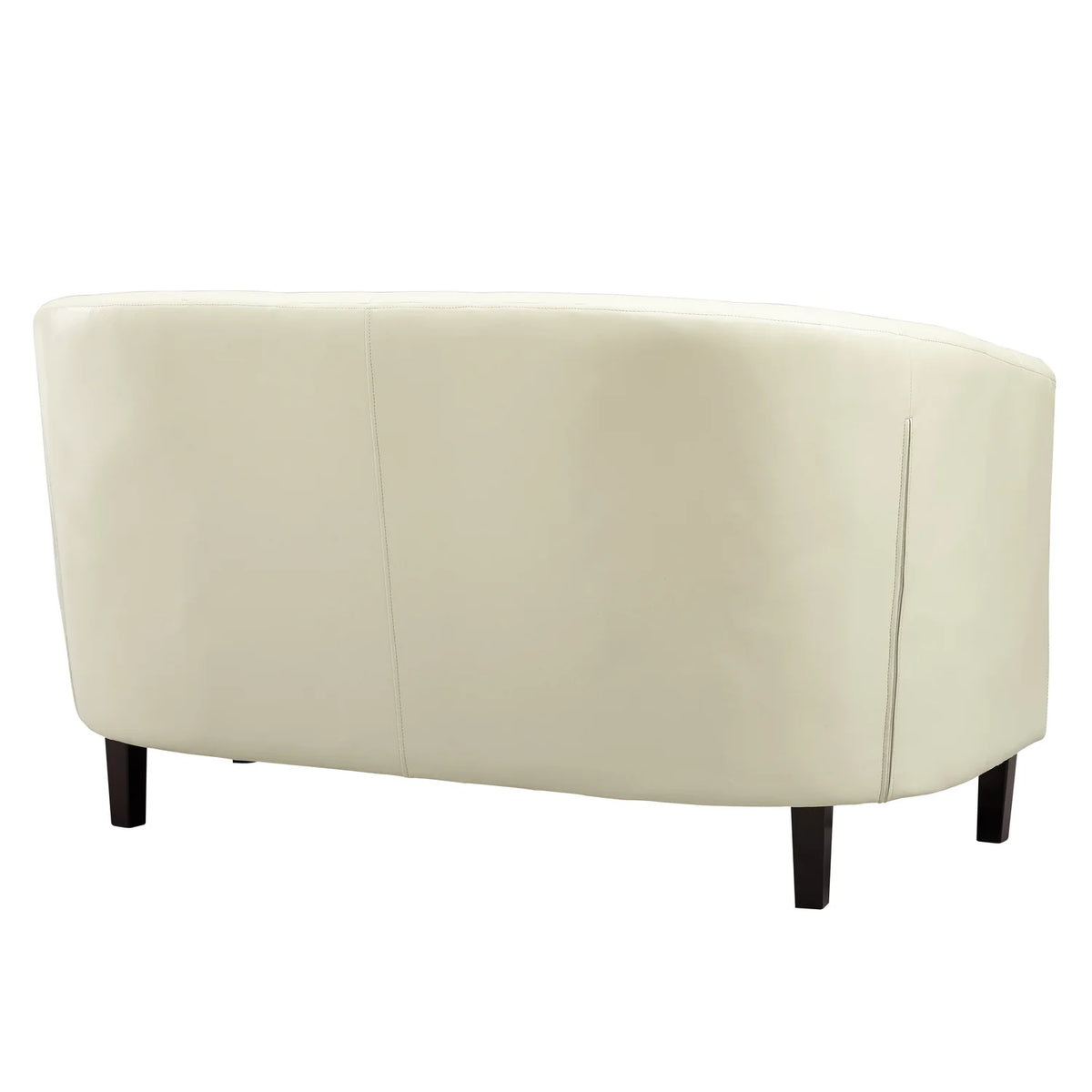 Cream Faux Leather Barrel Loveseat Y850