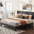 Queen Full Wingback Platform Bed Frame with Under-bed Storage Beige X1782