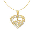 14K Yellow Gold Polished Heart Pendant Charm with 10K Yellow Gold Rope Chain Necklace 18'' O1037