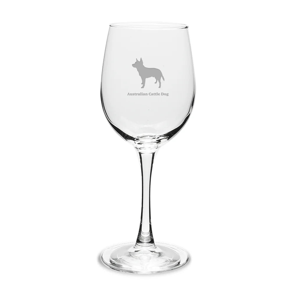 Australian Cattle Dog 12 oz White Wine Glass L487