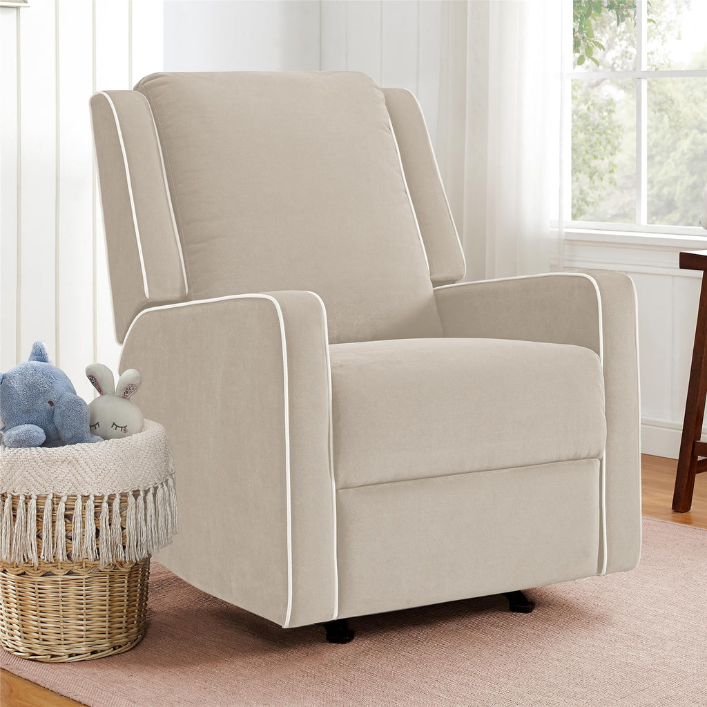 Beige Linen Nursery Rocker Recliner J159976